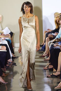 fitted beige silk maxi dress