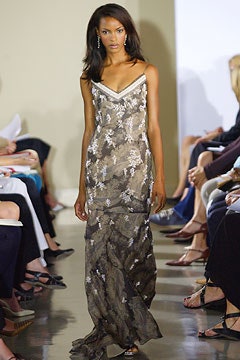 brown silk embroidered gown