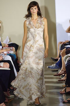 ivory silk floral gown