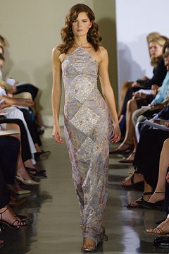 multi-colored silk sleeveless gown