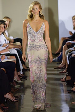 pink beige embroidered gown