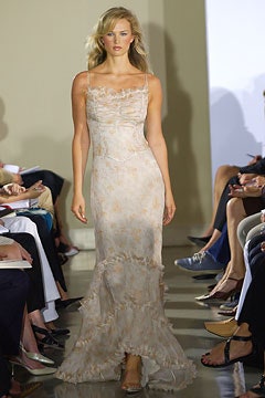 beige silk fitted gown