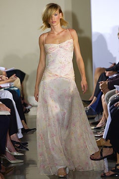 beige pink floral silk gown