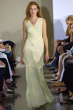 fitted yellow silk gown