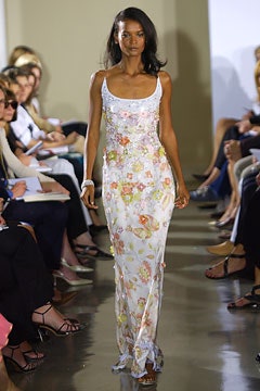 floral silk fitted gown