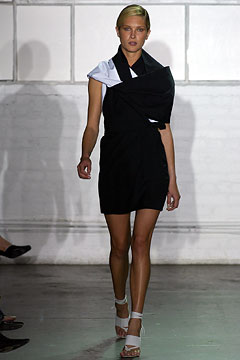black and white asymmetric mini-dress