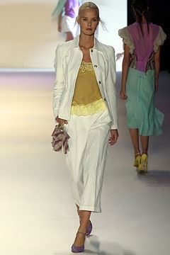 white tailored jacket with yellow top