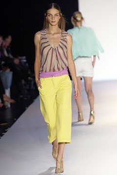 striped silk top with wide-leg pants