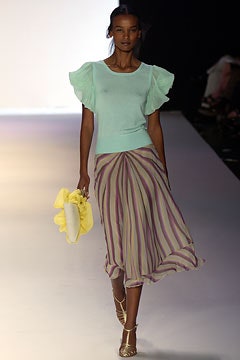 mint ruffled top with pleated skirt