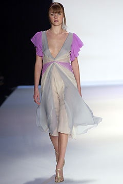 purple gray beige draped dress