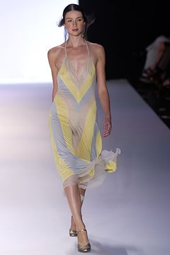 yellow gray chiffon halter dress
