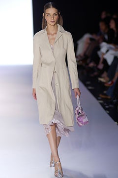 beige coat with pink lace dress