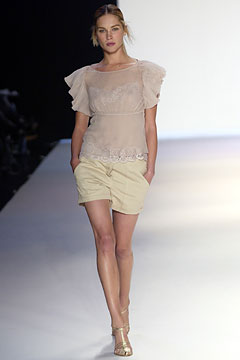 beige silk top with ruffles