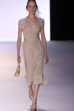 fitted beige silk midi dress