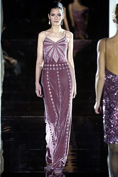 purple silk embroidered gown