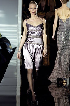 fitted purple silk dress