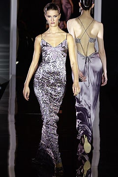 purple and gray silk gowns