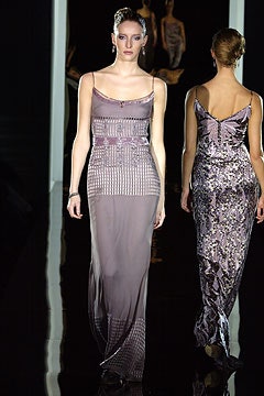 purple and pink silk gowns