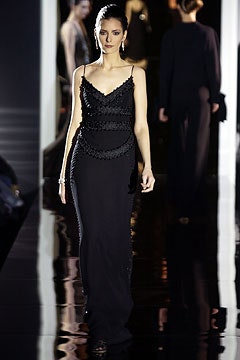 black silk sleeveless gown