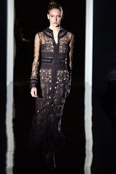 black lace fitted gown
