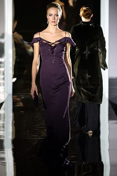 fitted purple silk gown