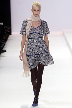 blue and purple printed mini dress with scarf