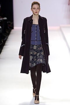 purple wool coat with blue top