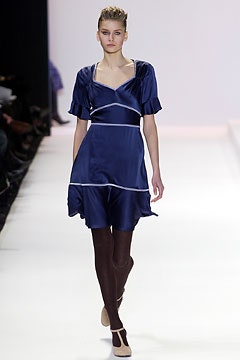 blue silk short-sleeve dress