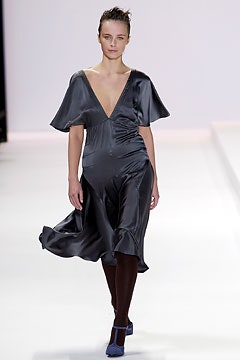 gray silk v-neck dress