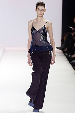 blue silk sleeveless top with ruffles