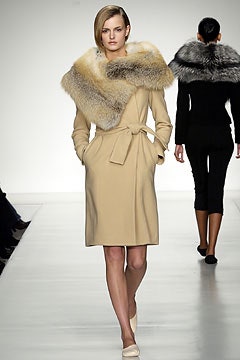 beige fur-collar belted coat