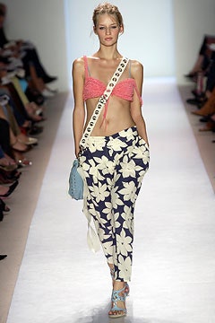 pink crochet top with floral pants