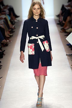 navy coat with pink dress