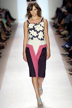 floral color-blocked midi dress