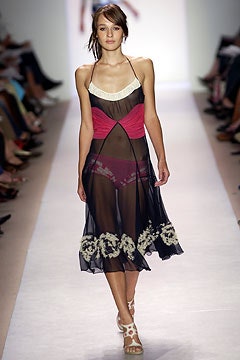 sheer black and pink midi dress