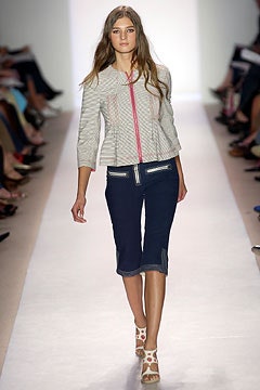 fitted white jacket with denim pants