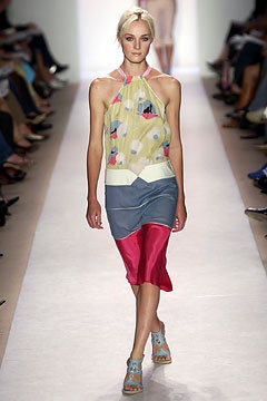 color-blocked silk midi dress