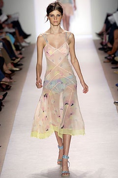 multi-colored sheer midi dress