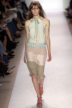 pink beige green silk halter dress