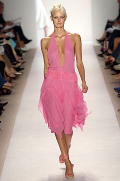 fitted pink chiffon dress