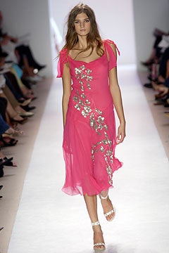 pink silk embroidered dress