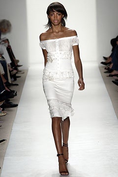 white silk off-shoulder dress