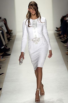 white fitted midi dress with clutch