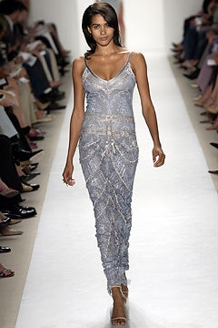 gray silk embroidered gown