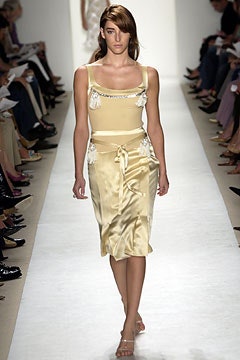 fitted yellow silk midi dress