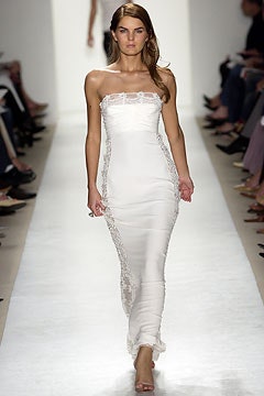 white silk strapless gown