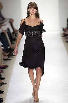 black silk off-shoulder dress