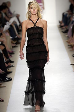black silk ruffled gown