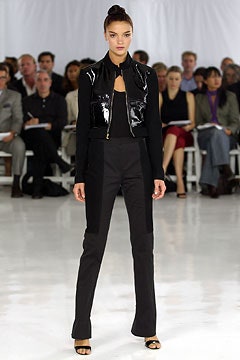 black cropped vinyl jacket