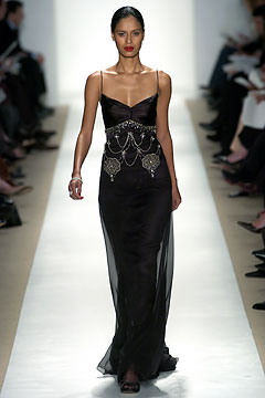 black silk sleeveless gown